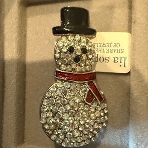 Lia Sophia Silver Snowman Brooch